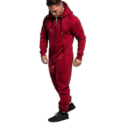 (red, S) Men's Hooded Jumpsuits Tracksuit 1