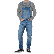 (Dark Blue, M) Mens Loose Denim Overalls Bib Suspenders Pants Dungarees Jeans Jumpsuits Overalls