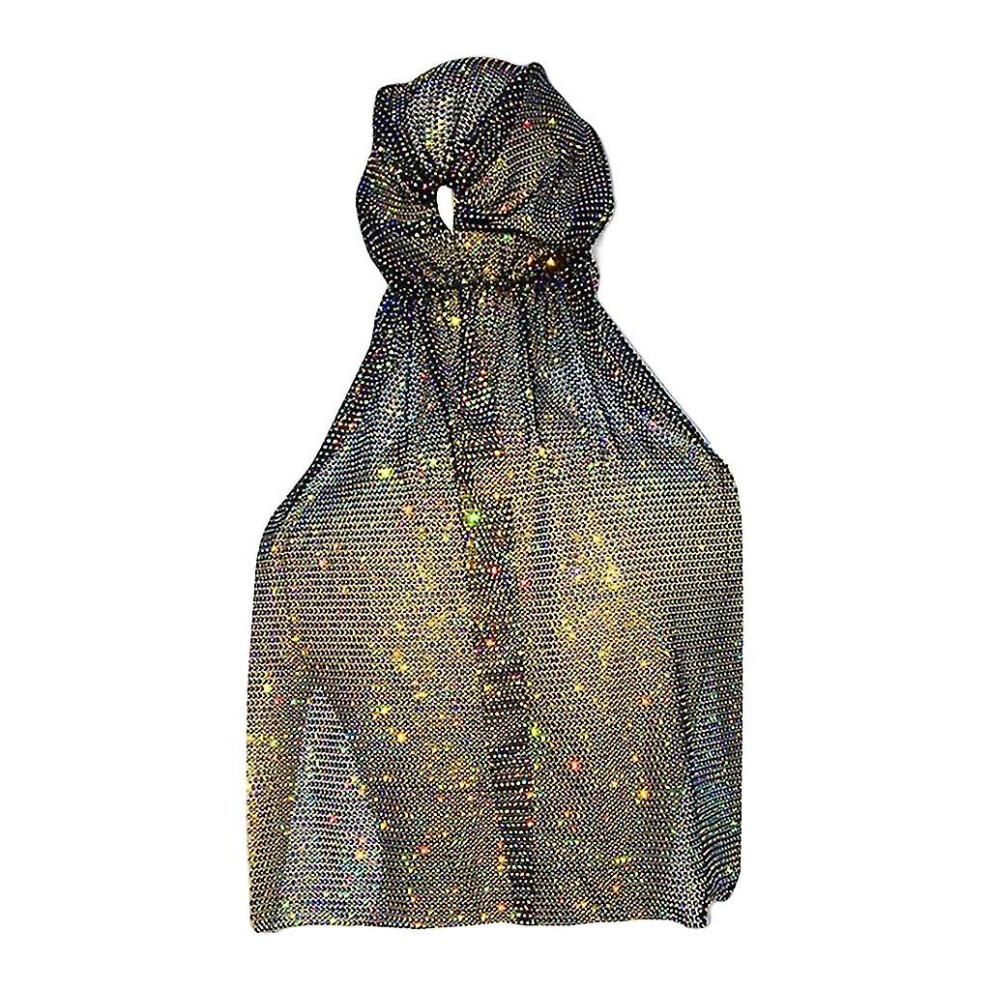 (Black Long Ab Diamon) Bling Rhinestone Headscarf Fishnet Bandana Rhinestone Turban Hat Turban Headwrap 3159394756448