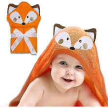 (Orange Fox) Newborn Baby Hats Mittens Set Hospital Hat Beanie Infant Bow Hats Baby Cotton