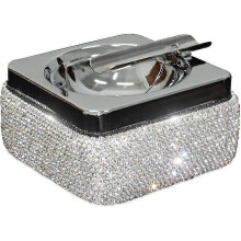 Ashtray,stainless Steel Ashtray with Lid Bling Crystal Diamonds,cigarette Ashtray- Silver - DD