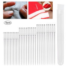 Stainless Steel Knitting Needles Set, 3 or 5 Sizes, Large Eye Weave Tools