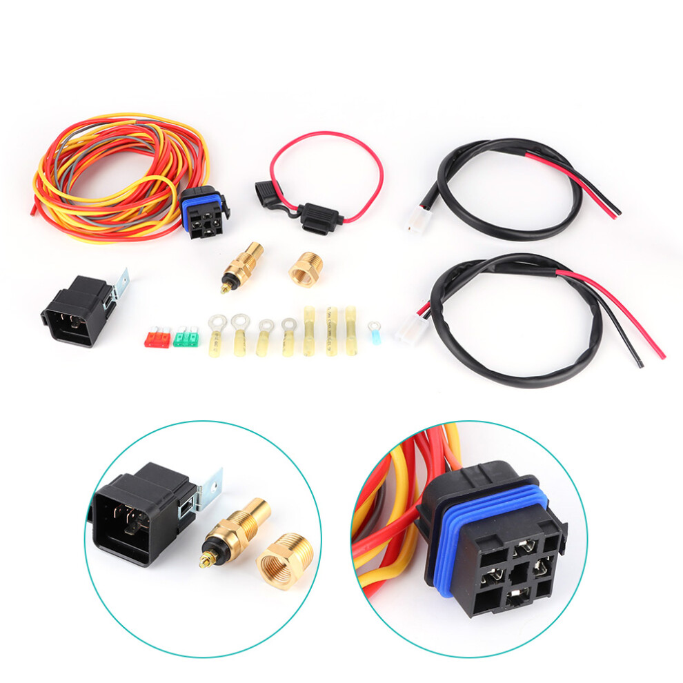 Electric Fan Wiring Harness Kit 165/185W Thermostat 40A Relay 12V 6941392377070