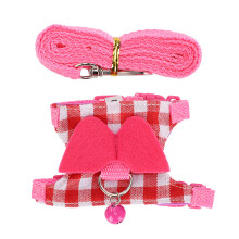 Pink Plaid Small Pet Harness Set for Ferret, Chinchilla & Squirrel
