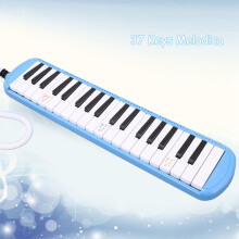 37-Key Blue Melodica for Beginners, Resin Body, Stainless Steel Base