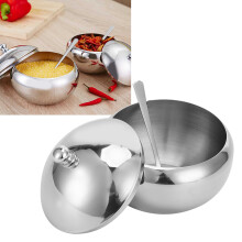 304 Stainless Steel Seasoning Box with Lid & Spoon, 261g-305g