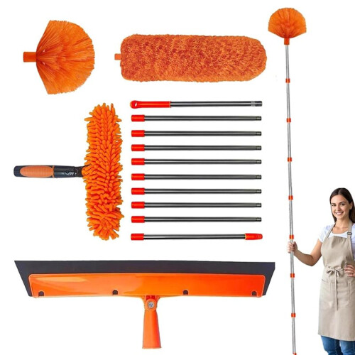 Ceiling Duster Window Cleaning Brush Telescopic Microfiber Dust Cleaning Brush Glass Wiper Ceiling Window Cleaning Tool 1