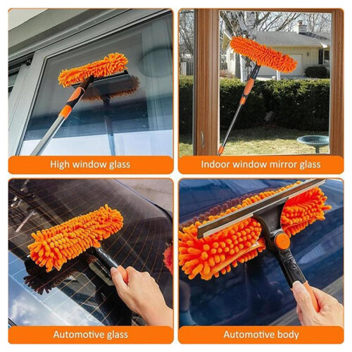 Ceiling Duster Window Cleaning Brush Telescopic Microfiber Dust Cleaning Brush Glass Wiper Ceiling Window Cleaning Tool 2