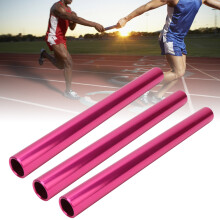 3pcs Pink Aluminum Alloy Relay Batons for Track & Field Sports