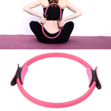 Fitness Yoga Ring with Double Handles Exercise Circle for Home Pink