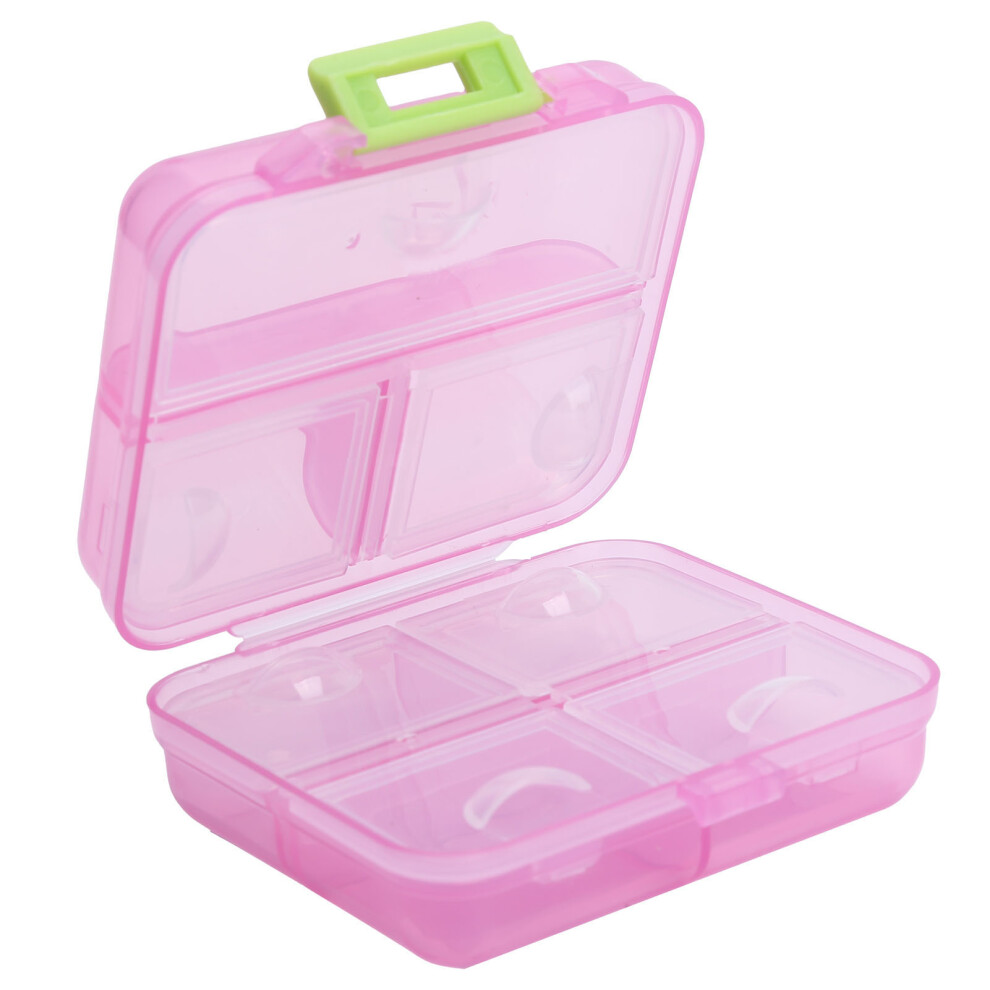 Pink Portable 7-Grid Pill Organizer Container 3.5X7.2x7.75cm