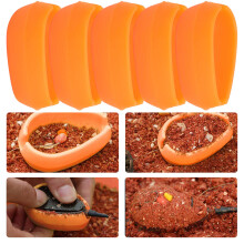 5pcs Silicone Fishing Feeder Bait Moulds, Orange, 6.34.32.8cm