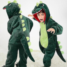 (L 8-9Years) Child Kids Dinosaur Onesie Fancy Dress Costume Flannel Animal One-piece Pajamas Cartoon