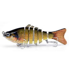 (Y) Robotic Swimming Lure 10cm Multi-section Fishing Lure with 6 Hooks Life-like Hard Bait