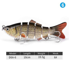 (F) Robotic Swimming Lure 10cm Multi-section Fishing Lure with 6 Hooks Life-like Hard Bait