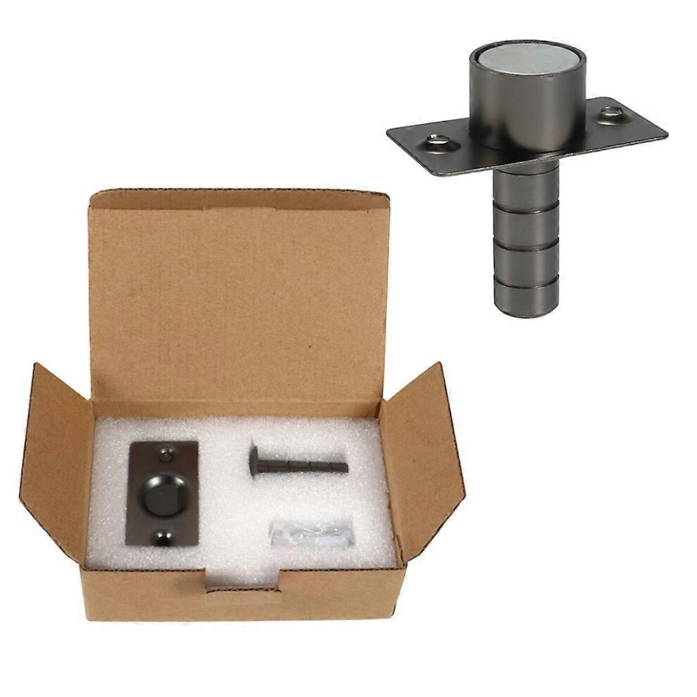 (Long) Ultra Thin Invisible Stainless Steel Black Door Stop Magnetic Floor Mount Hidden Automatic Suction Door Stopper Holder 3710960151335