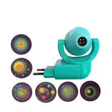(Cyan) Star Moon Animal Projector Led Projector 6 Images Sensor Eu Plug Night Light compatible with Kids Baby Bedroom Decoration