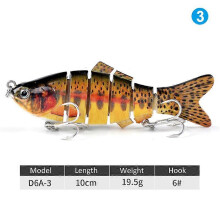 (C) Robotic Swimming Lure 10cm Multi-section Fishing Lure with 6 Hooks Life-like Hard Bait