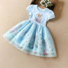 (Blue, 6-7 Years) Kids Girl Frozen Queen Elsa Princess Dress Pageant Birthday Party Tutu Dresses