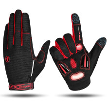(Red, S) MOREOK Cycling Gloves Full Finger Winter Bike Gloves 5MM Liquid Gel Pads Anti-Slip Shock-Absorbing Touchscreen Bicycle Gloves