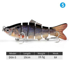(E) Robotic Swimming Lure 10cm Multi-section Fishing Lure with 6 Hooks Life-like Hard Bait