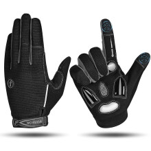 (Gray, S) MOREOK Cycling Gloves Full Finger Winter Bike Gloves 5MM Liquid Gel Pads Anti-Slip Shock-Absorbing Touchscreen Bicycle Gloves