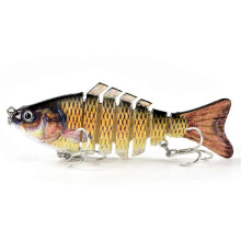 (U) Robotic Swimming Lure 10cm Multi-section Fishing Lure with 6 Hooks Life-like Hard Bait