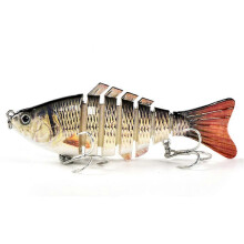(T) Robotic Swimming Lure 10cm Multi-section Fishing Lure with 6 Hooks Life-like Hard Bait