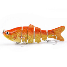 (M) Robotic Swimming Lure 10cm Multi-section Fishing Lure with 6 Hooks Life-like Hard Bait