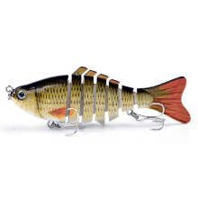 (W) Robotic Swimming Lure 10cm Multi-section Fishing Lure with 6 Hooks Life-like Hard Bait