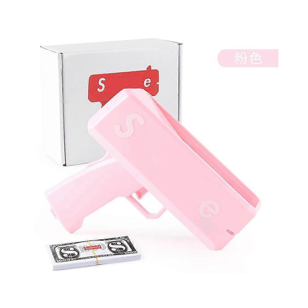(Pink) Money Gun Shooter With 100pcs Prop Money Cash Gun Shoot Money Gun F...