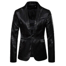 (XXL,black)Men's Sequin Suit Jackets Party Blazers Dress