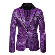 (M,purple)Men's Sequin Suit Jackets Party Blazers Dress