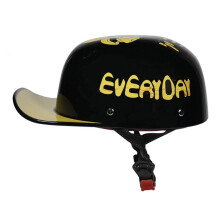 (Smiley, M) Baseball Cap Style Helmet Retro Motorcycle Scooter Cruiser Chopper Half Helmets