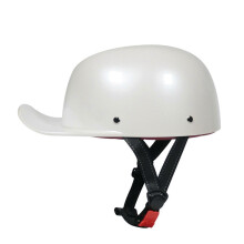 (Pearl White, L) Baseball Cap Style Helmet Retro Motorcycle Scooter Cruiser Chopper Half Helmets
