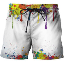 (CBDK-2671, XXL) Summer Men Women colorful mushrooms Pants 3D Print Fashion Beach Shorts black swimming sports casual shorts