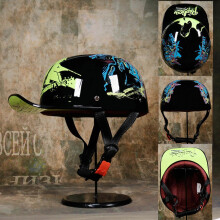 (Pearl White, M) Baseball Cap Style Helmet Retro Motorcycle Scooter Cruiser Chopper Half Helmets