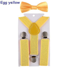 (Yellow) Kids Suspenders With Bowtie, Set, Braces, Adjustable Wedding Ties Accessory Niuniu