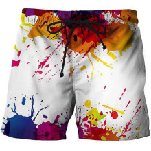 (CBDK-2670, L) Summer Men Women colorful mushrooms Pants 3D Print Fashion Beach Shorts black swimming sports casual shorts