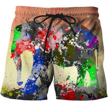 (CBDK-2672, S) Summer Men Women colorful mushrooms Pants 3D Print Fashion Beach Shorts black swimming sports casual shorts