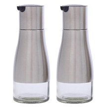 (Black) Olive Oil and Vinegar Dispenser Bottle Set by 2 Pack Elegant Stainless Steel Oil Dispenser Set