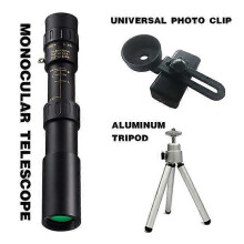 (Set) 10-300X Zoom Military Metal HD Bak4 Powerful Binoculars Long Range Quality Portable Professional Telescope Monocular compatible with Hunting