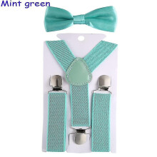 (Lake Blue) Kids Suspenders With Bowtie, Set, Braces, Adjustable Wedding Ties Accessory Niuniu