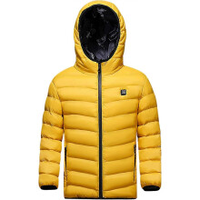 (Yellow, 4-5T) Kids Heated Jacket with Hood Boys Girls Winter Hooded Heated Coats USB Charging Waterproof Windproof Heated Vest