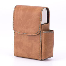 (brown) Cigarette Case With Pu Leather, Flip Lighter Bag, Business Card Caseblack