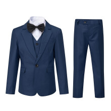 (Blue, 100CM) Sliktaa Boys 3Pce Formal Suit Slim Fit Blazer and Vest and Pants