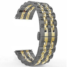 (Black Gold, Black Gold) 22mm Men Version Seven-beads Steel Replacement Strap Watchband