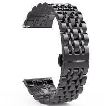 (Black, Black) 22mm Men Version Seven-beads Steel Replacement Strap Watchband