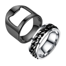 (Black, US 6) Wharick 1 Set Bottle Opener Ring High Durability Stainless Steel Bottle Cap Remover Ring compatible with Pub