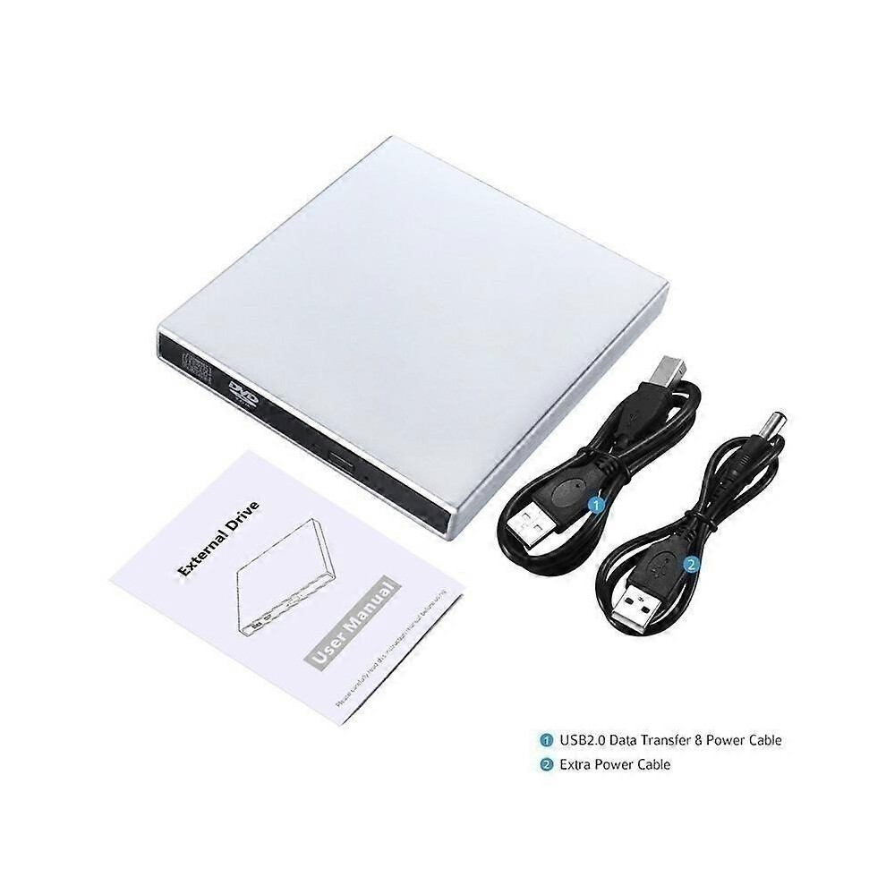 (Silver) Universal External Cd Rw Burner Driverfree Dvd Cd Reader Player Silver 3112326097057